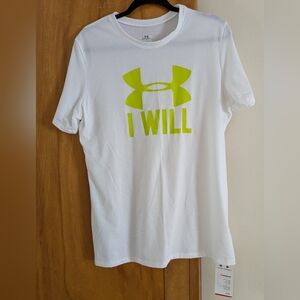 Under Armour Women's White Tee with Neon Green Graphic